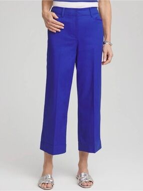 Chico’s Relaxed Cropped Wide-Leg Pants in Royal Blue Sz 3 or 16 NWT
